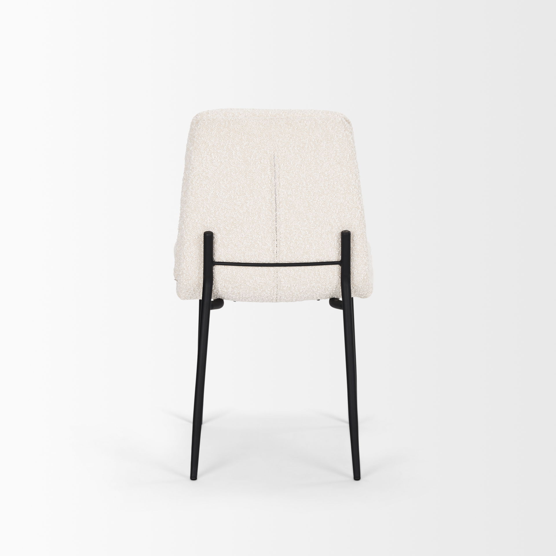 Eve Dining Chair with Cream Boucle Fabric & Matte Black Metal, by Mercana, 24.5" length x 19.5" width x 33.5" height View 6