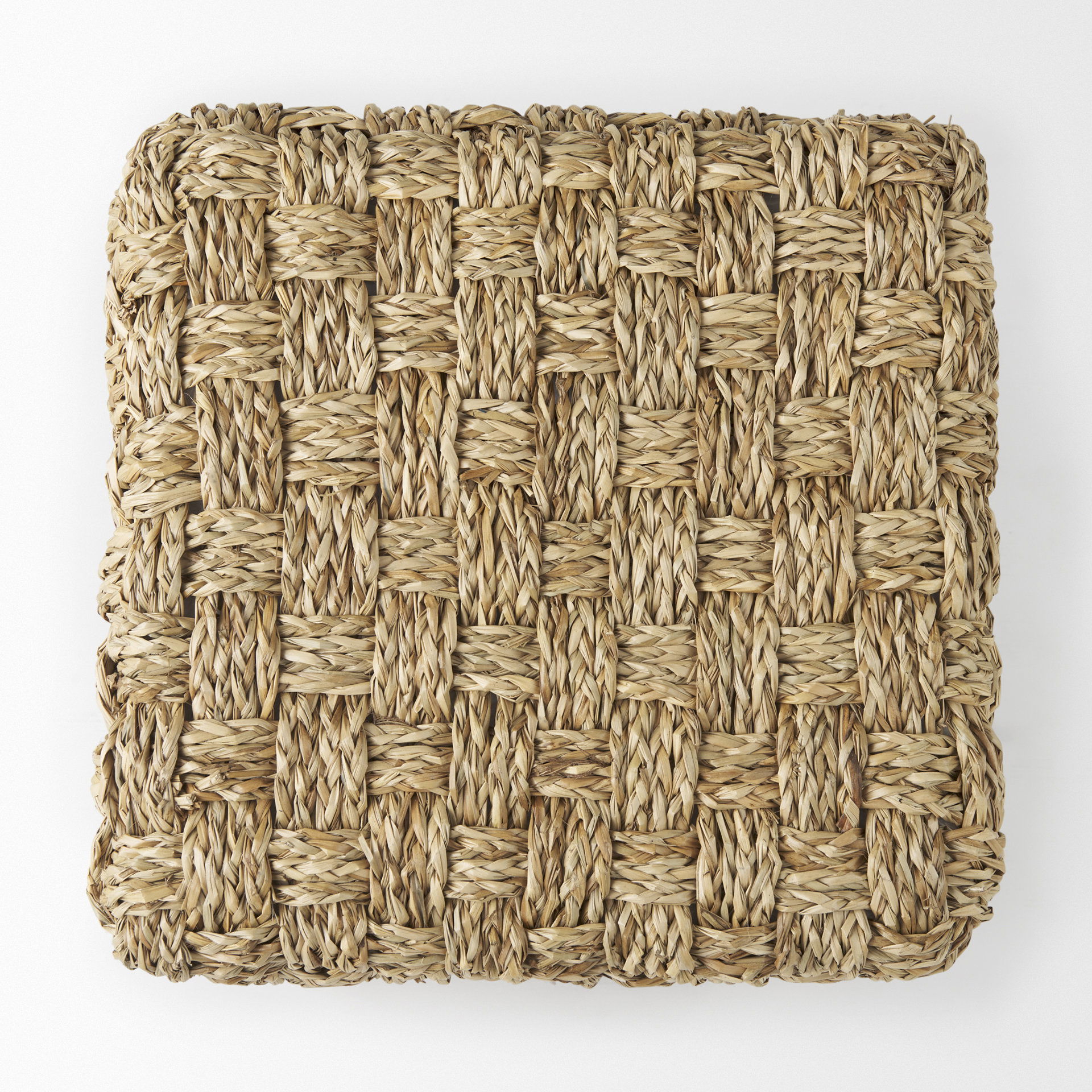 Adele   Medium Brown Seagrass Woven Square Pouf large image 