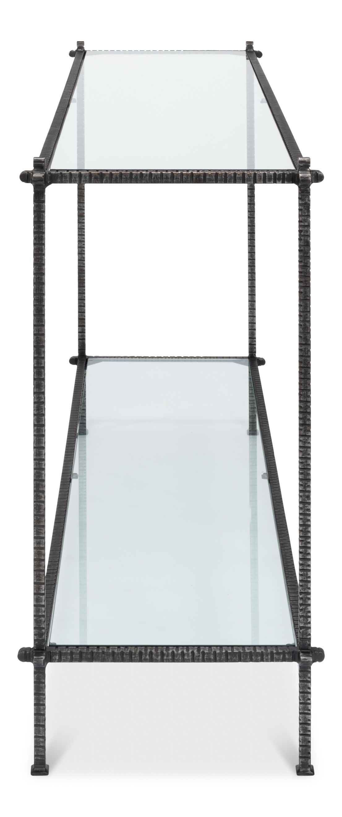 Hand Chased Iron Console Tble, Glass Top large image 
