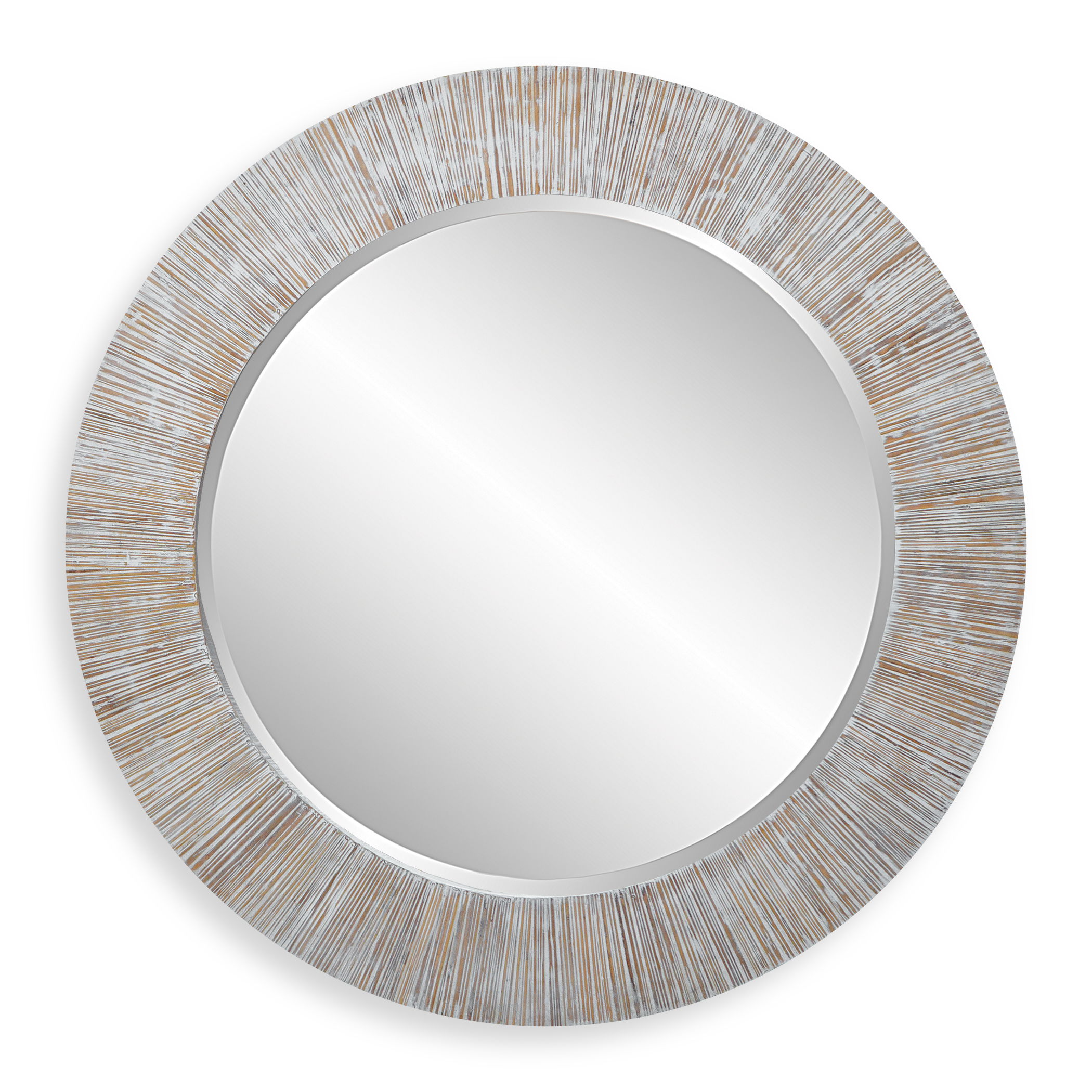 Repose Whitewash Round Mirror large image 