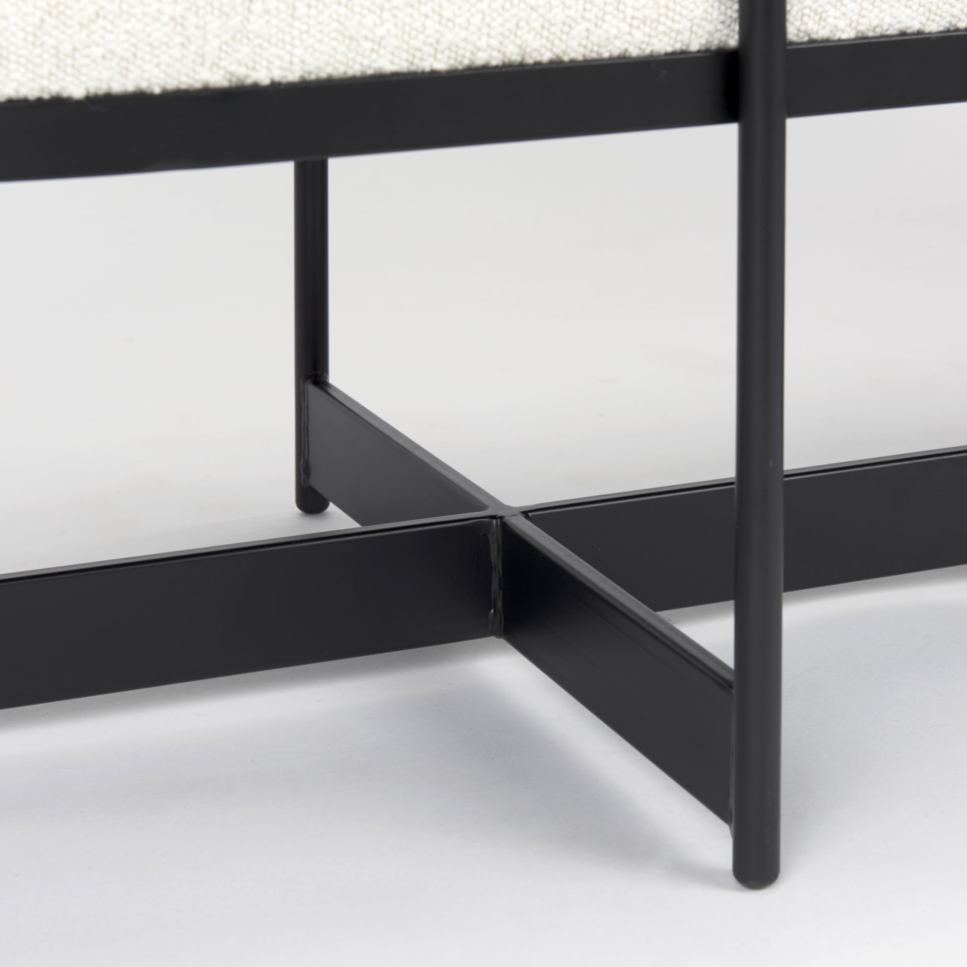 Amelia 55.0L x 18.0W x 18.0H Cream Boucle with Black Metal Upholstered Bench large image 
