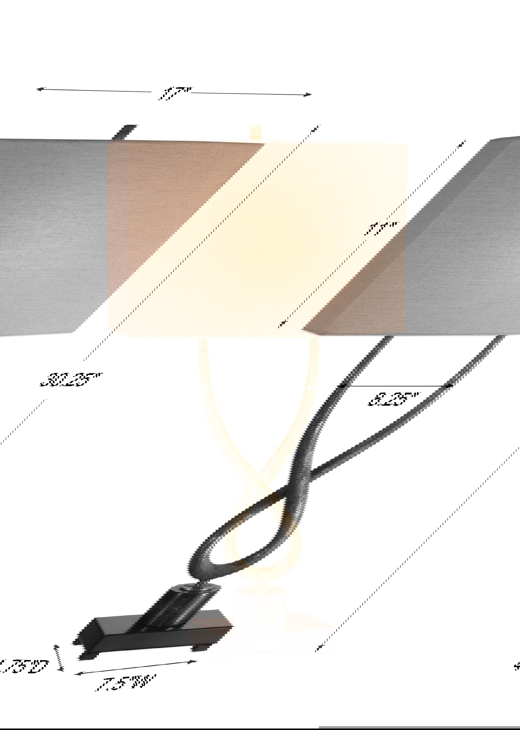 Talema Aged Silver Lamp, by Uttermost, 17" width x 30.25" height x 9" depth View 3