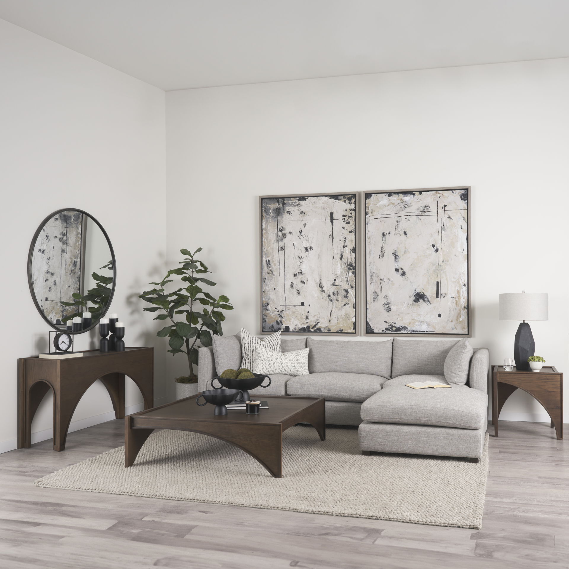 Laraya Dark Brown Wood Arched Console Table large image 