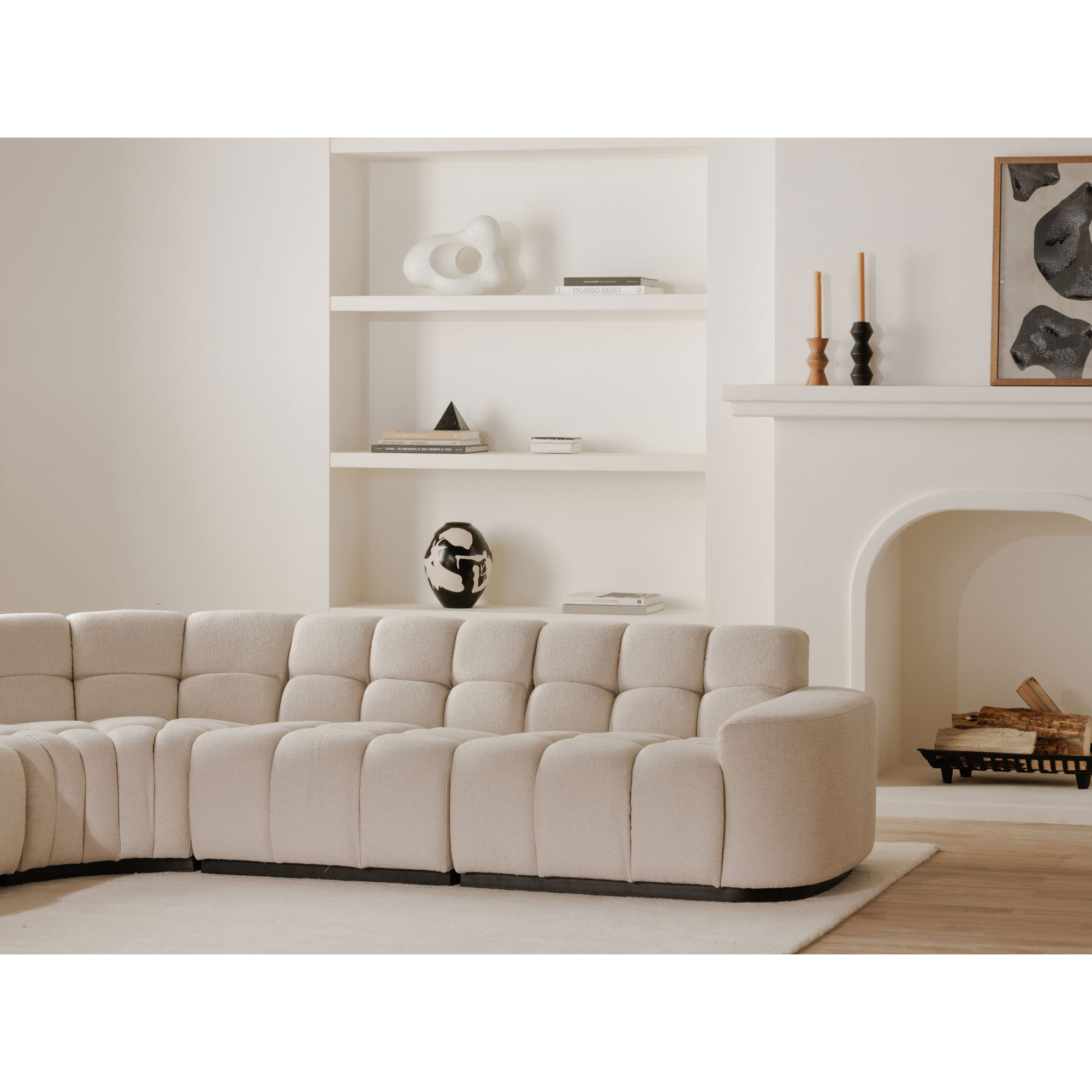 Roman L-shaped Sectional Oat, Sectional Sofa by Moe's Home, 118" width x 26.5" height x 118" depth View 9