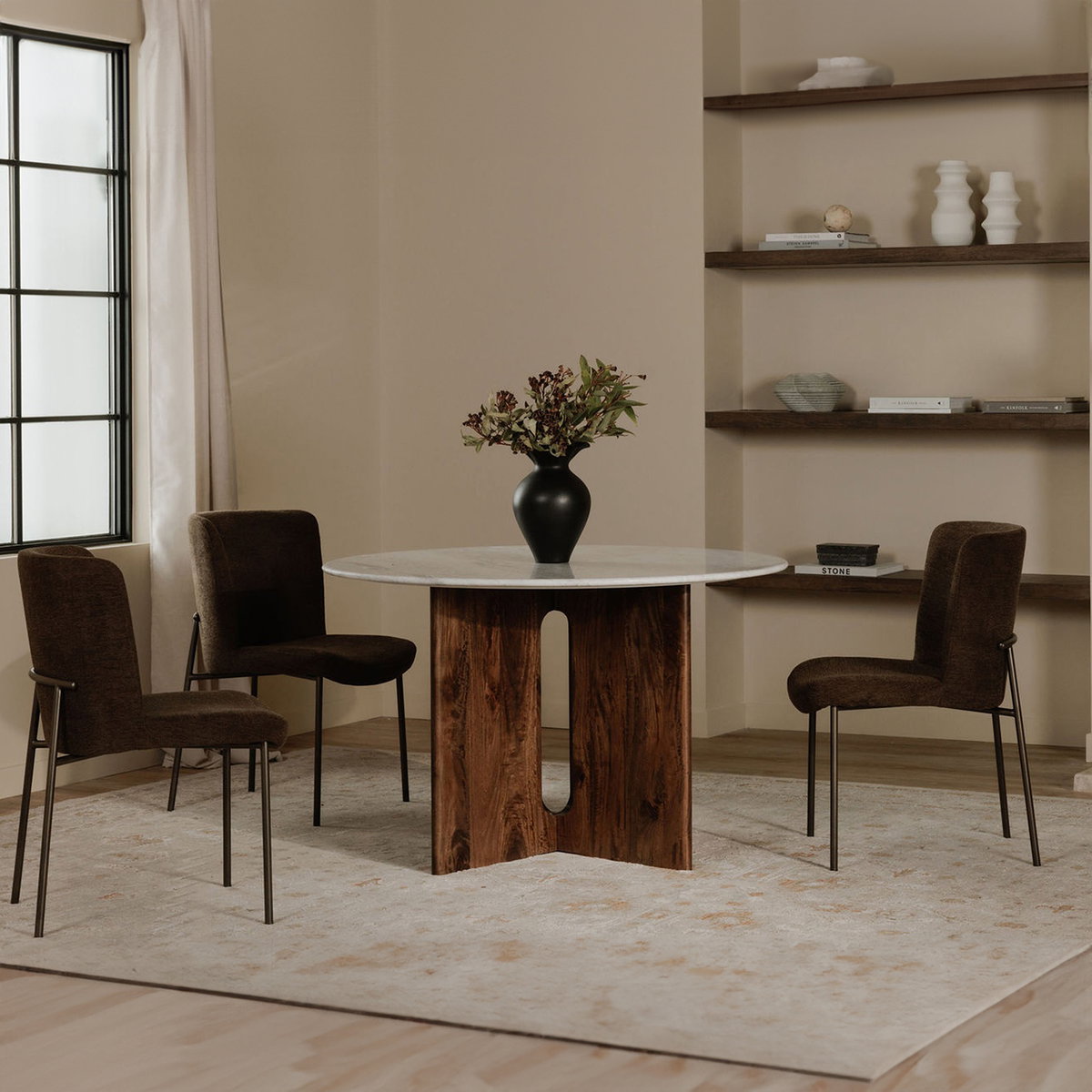 Early Dining Chair Dark Brown-set Of Two, by Moe's Home, 21.7" width x 33.5" height x 23.8" depth View 7