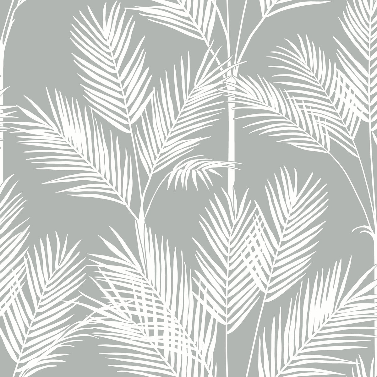 King Palm Silhouette Grey Wallpaper, by York Wall, 33' length x 1'8.5" width x 0.02" depth