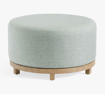 Online Designer Bedroom Jake Swivel Upholstered Wood Base Ottoman