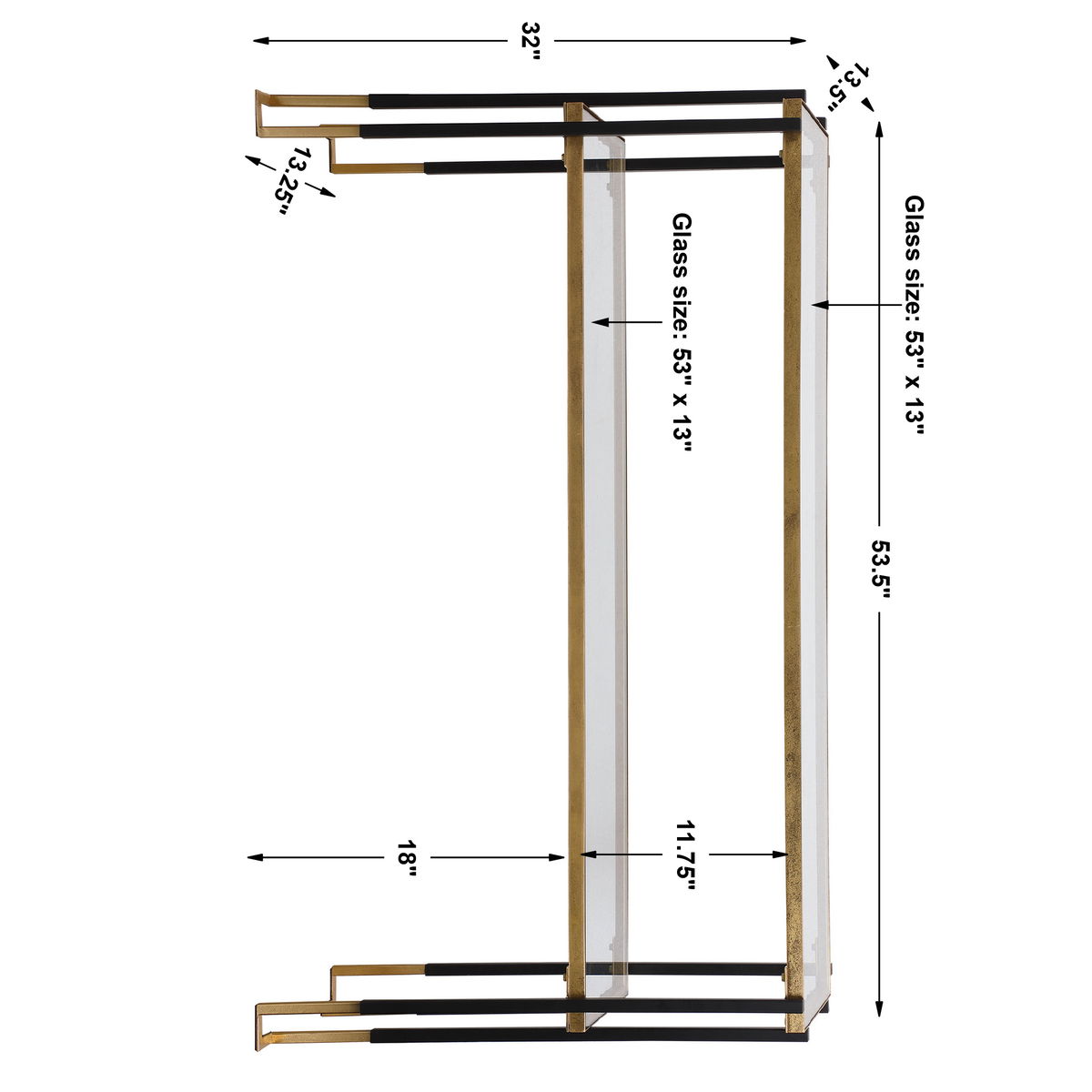 Kentmore Modern Console Table, by Uttermost, 53.5" width x 32" height x 13.5" depth View 3