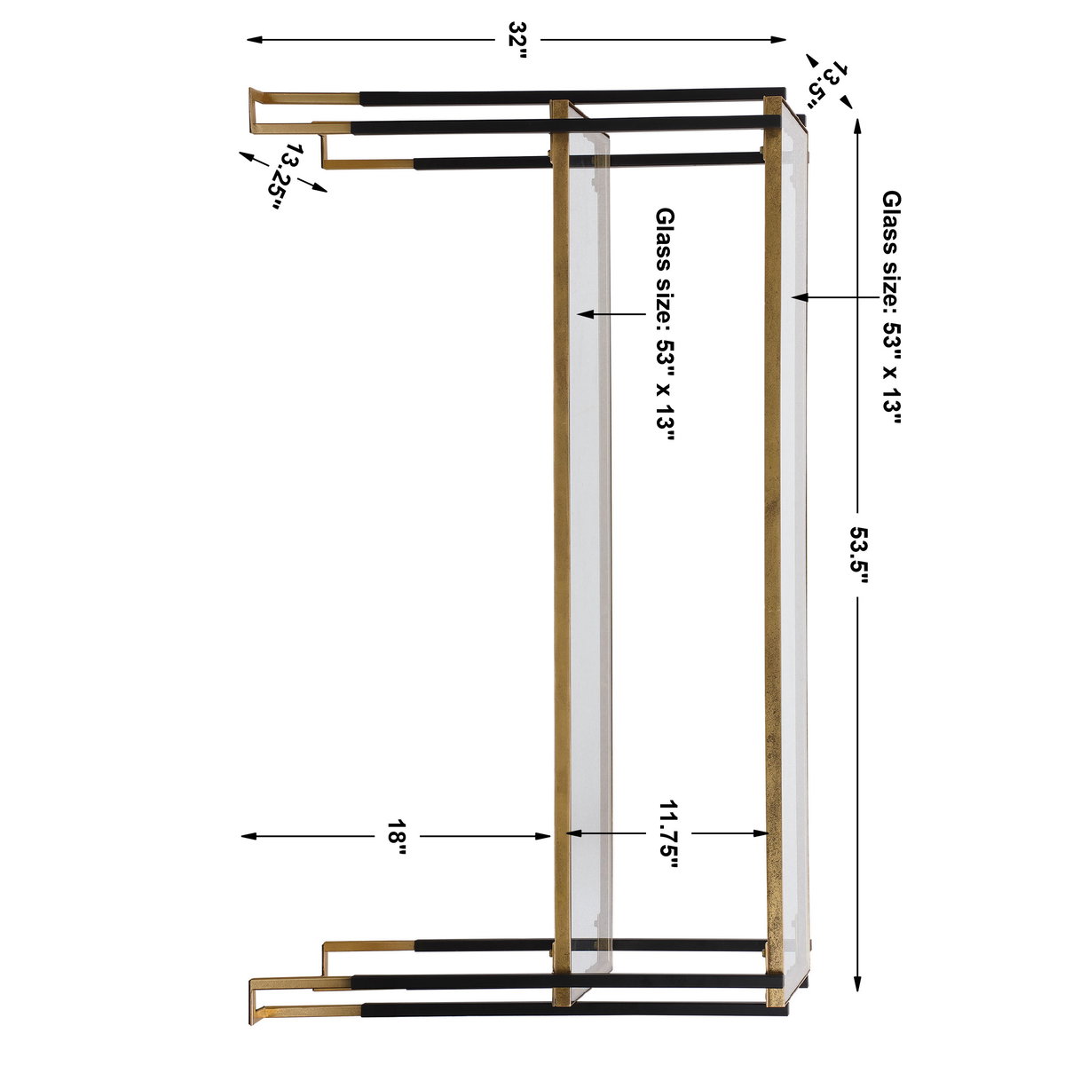 Kentmore Modern Console Table, by Uttermost, 53.5" width x 32" height x 13.5" depth View 3