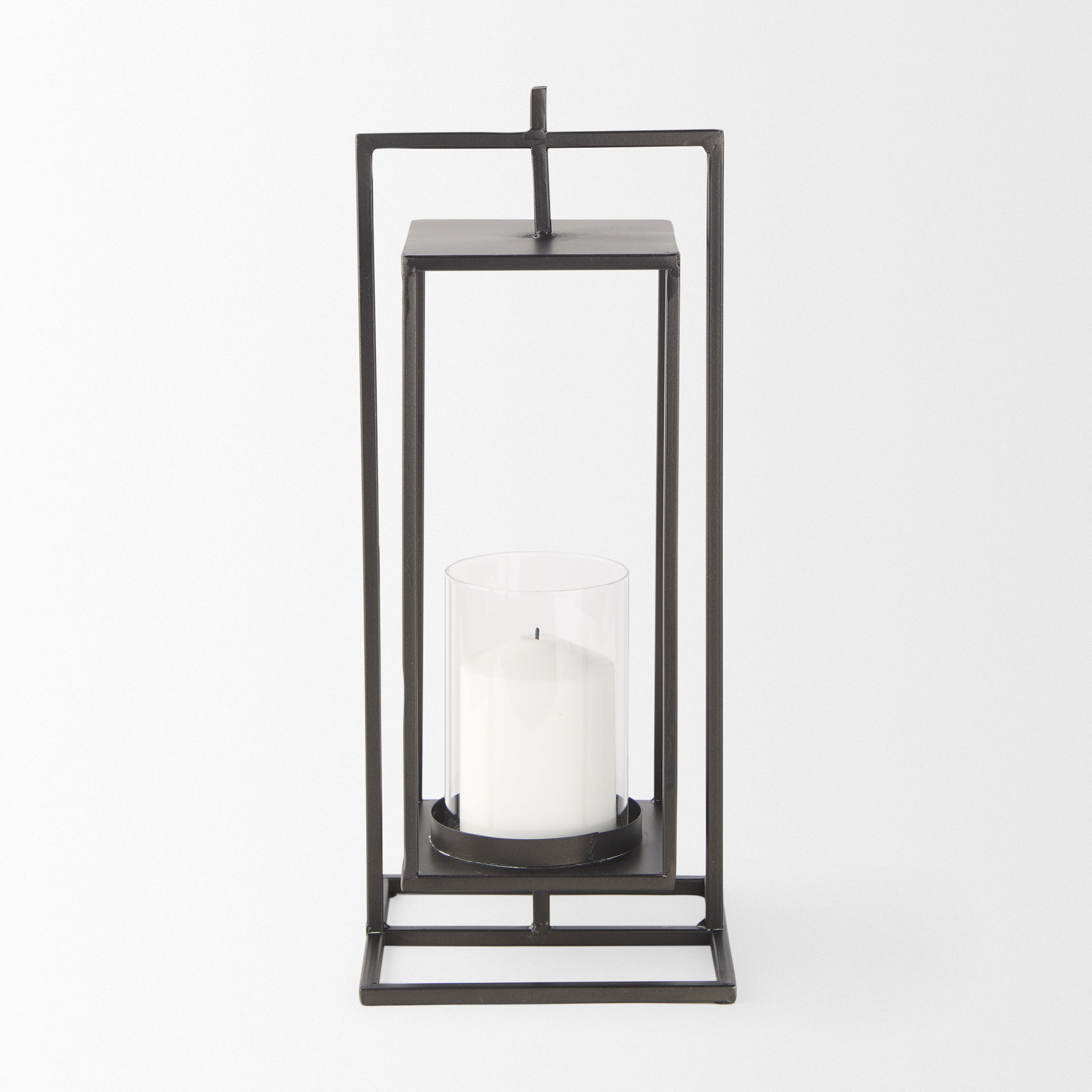 Albus II Small Black Metal Rectangular Table Candle Holder large image 