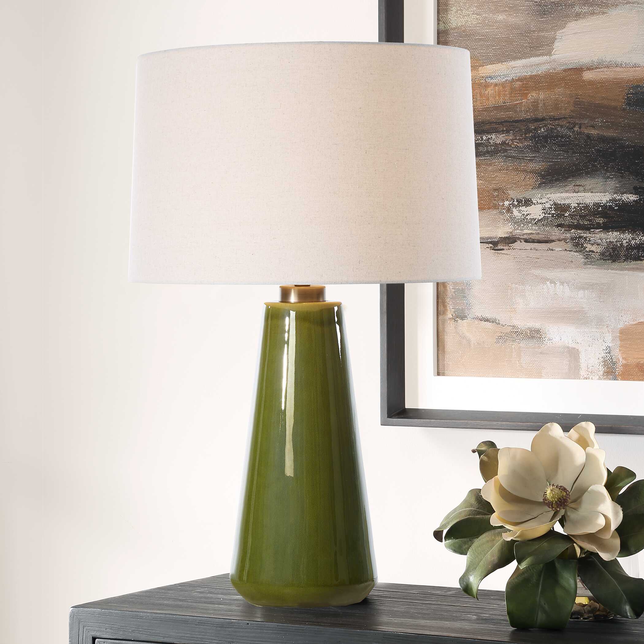 Kelley Moss Green Table Lamp, by Uttermost, 18" width x 28.75" height x 18" depth View 2