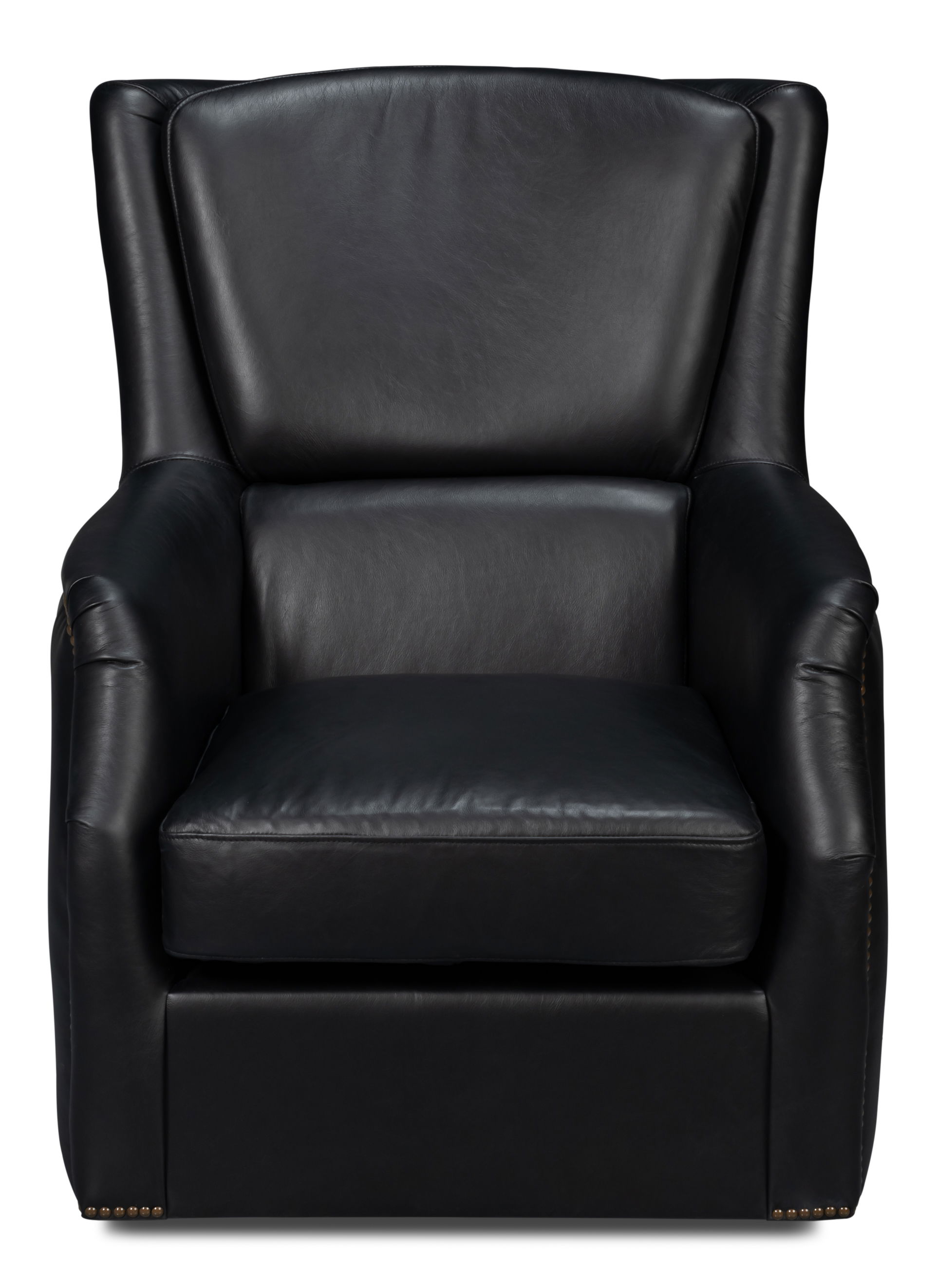 Baker Leather Swivel Chair, Onyx Black large image 