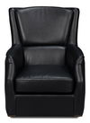 Baker Leather Swivel Chair, Onyx Black thumbnail 1