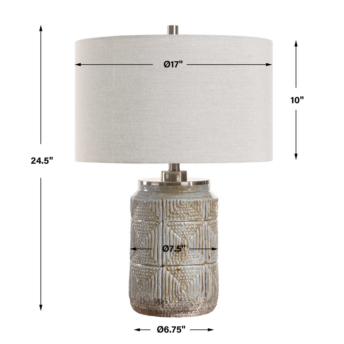 Graydon Gray Table Lamp, by Uttermost, 1'5" width x 2'0.5" height x 1'5" depth View 3