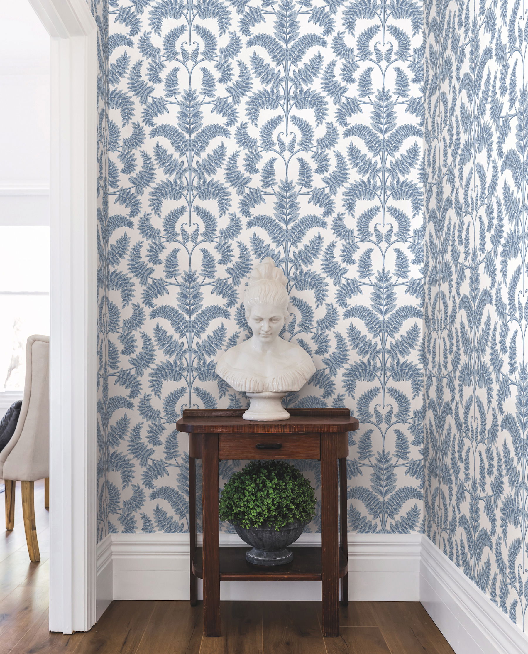 Royal Fern Damask Blue Wallpaper large image 