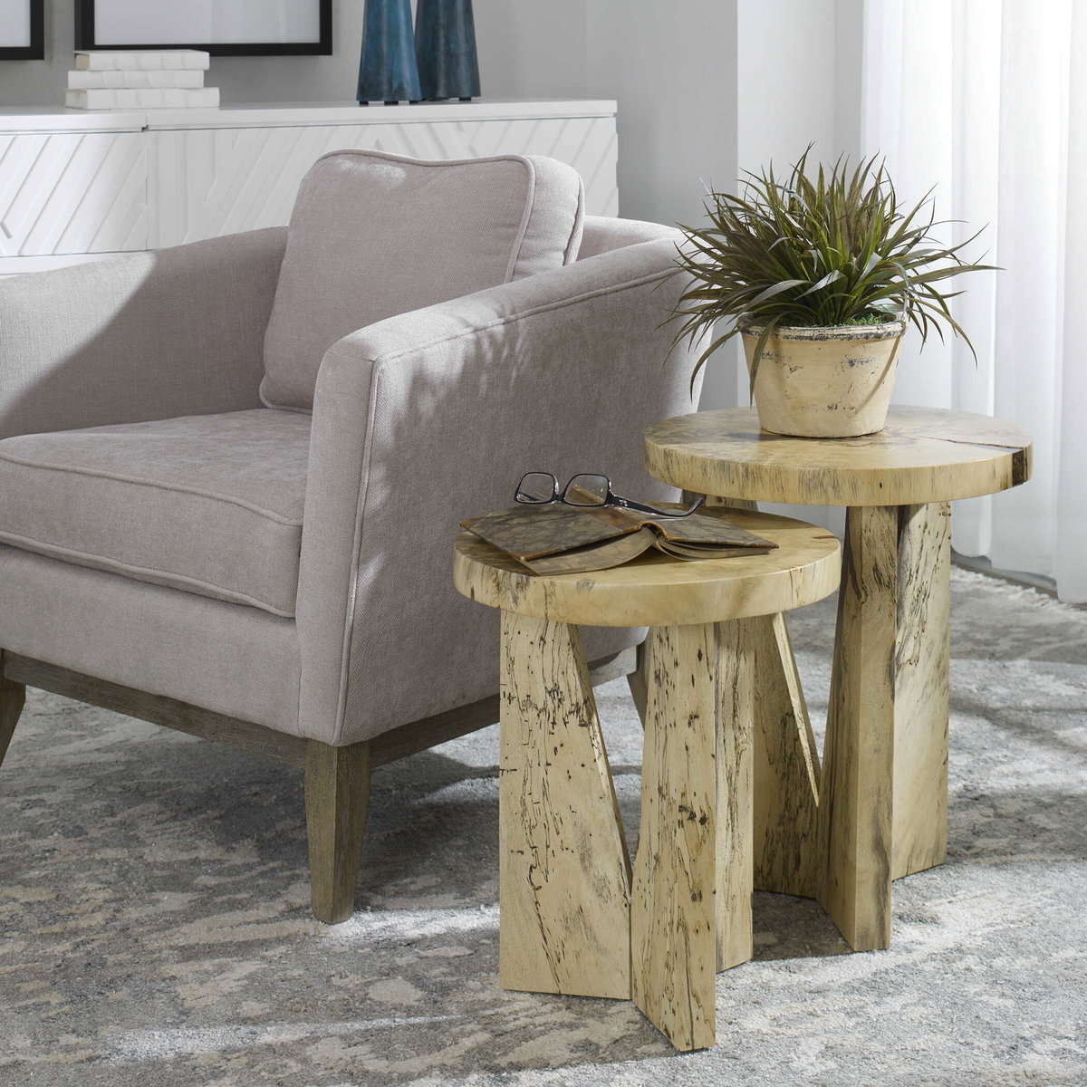 Nadette Natural Nesting Tables Set/2, Side & End Table by Uttermost, 18" width x 21.3" height x 18" depth View 9