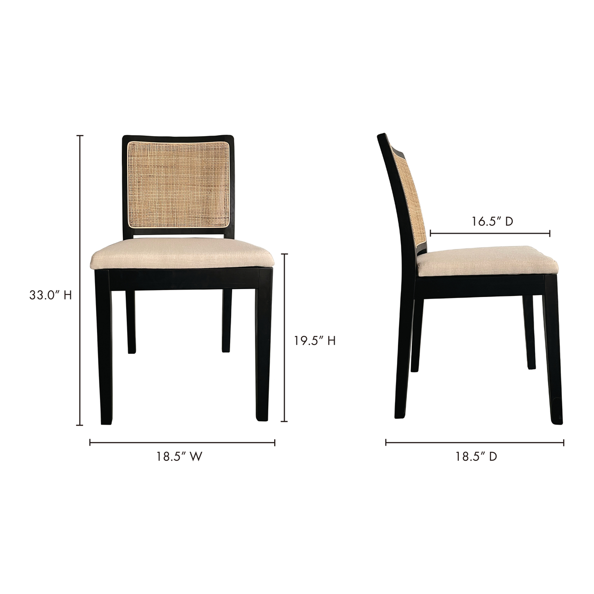 Orville Dining Chair Black - Set Of Two, by Moe's Home, 18.5" width x 33" height x 16.5" depth View 13
