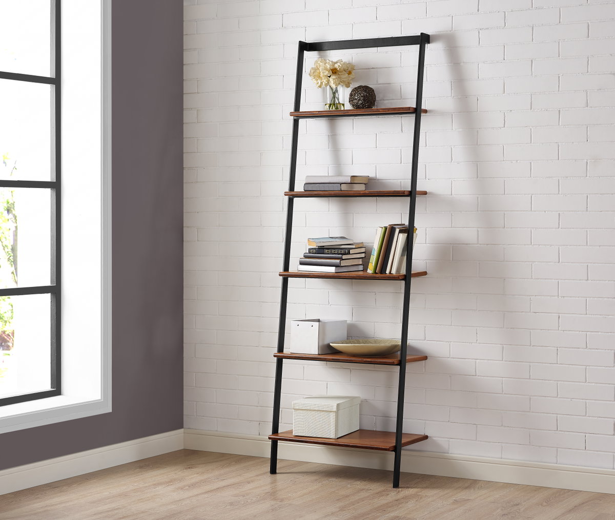 Studio Line Leaning Shelf, Exotic, Shelving & Bookcase by Greenington, 14.5" length x 25.25" width x 76" height View 3