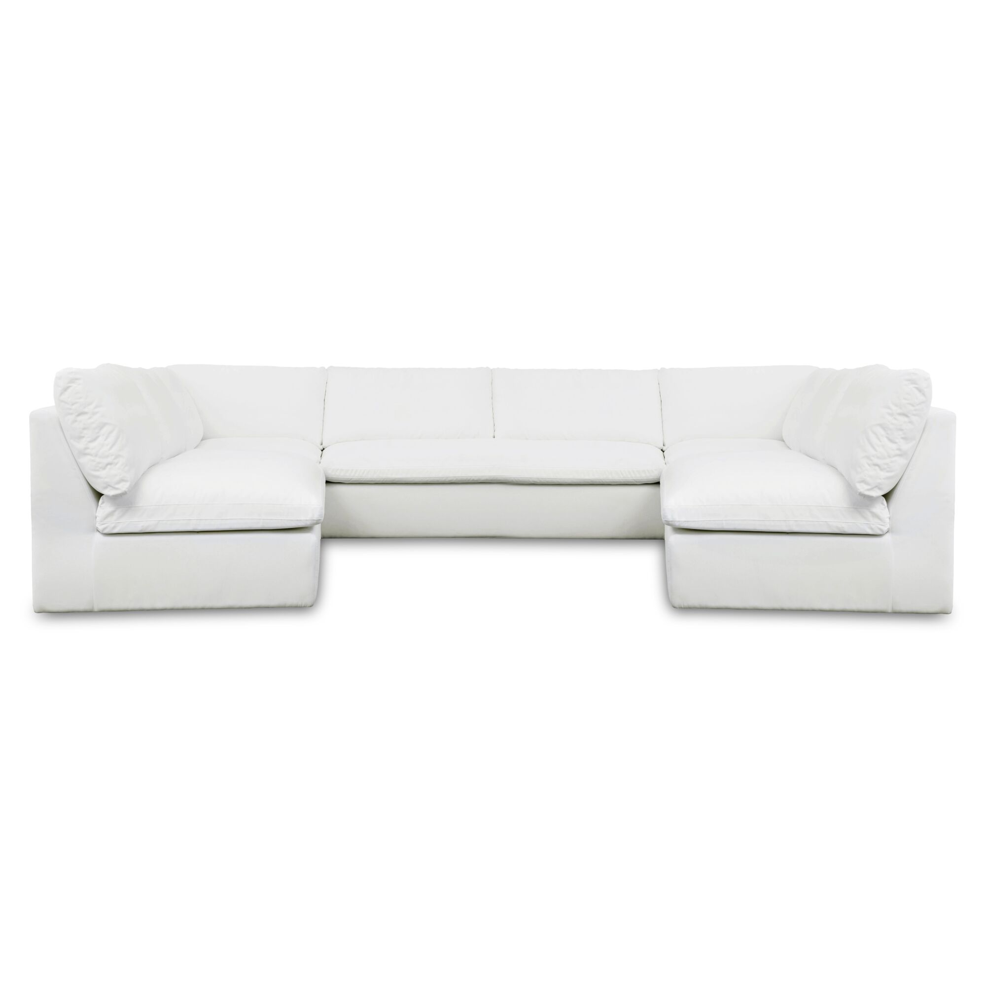 Miles Outdoor Modular 5 Piece White, Outdoor Furniture by Moe's Home, 12'10" width x 2'11.8" height x 9'6" depth View 1