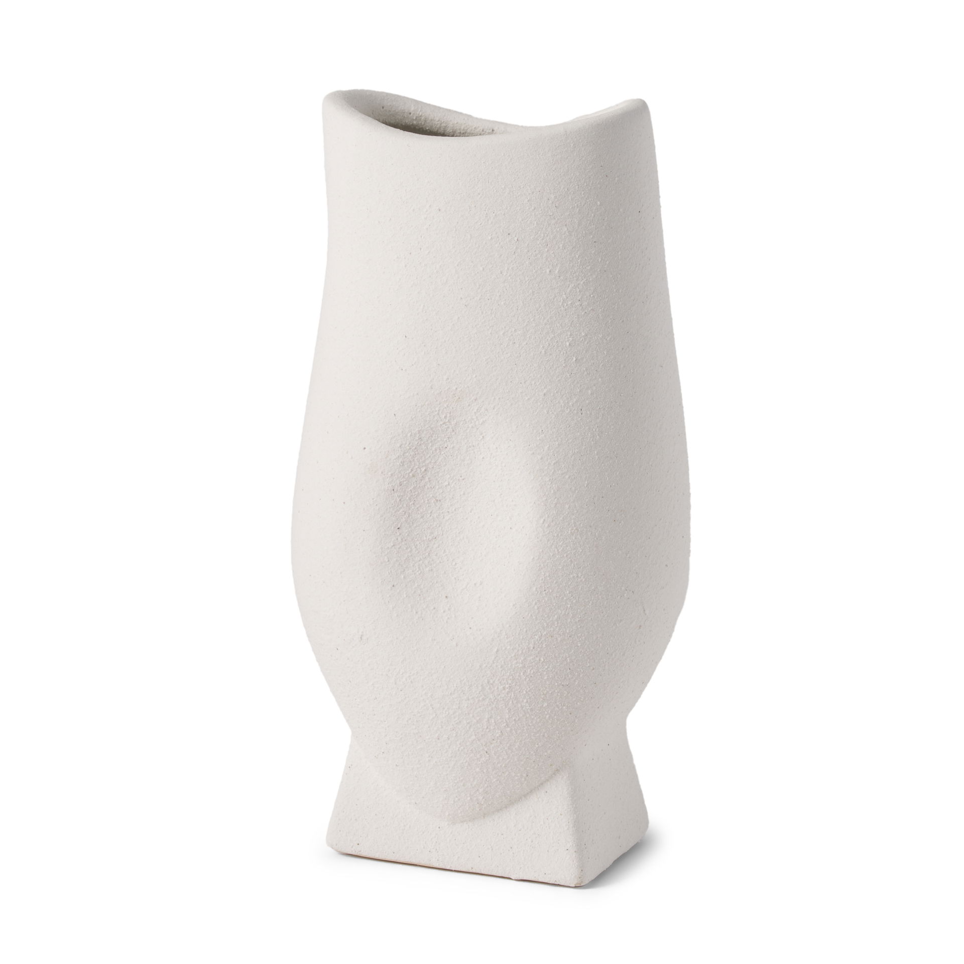 Darian Tall Textured Matte White Ceramic Vase, by Mercana, 5.71" length x 3.94" width x 11.02" height View 1
