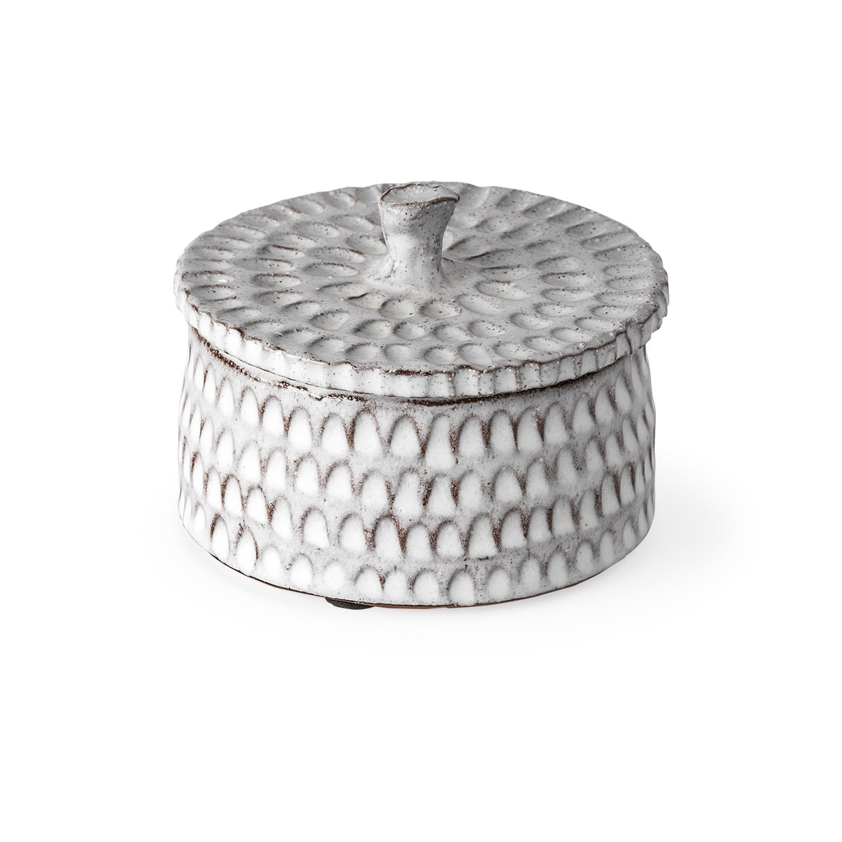 Azul (Small) 5L x 5W Gray Ceramic Detailed Decorative Box, Boxe by Mercana, 4.92" length x 4.92" width x 4.13" height View 1