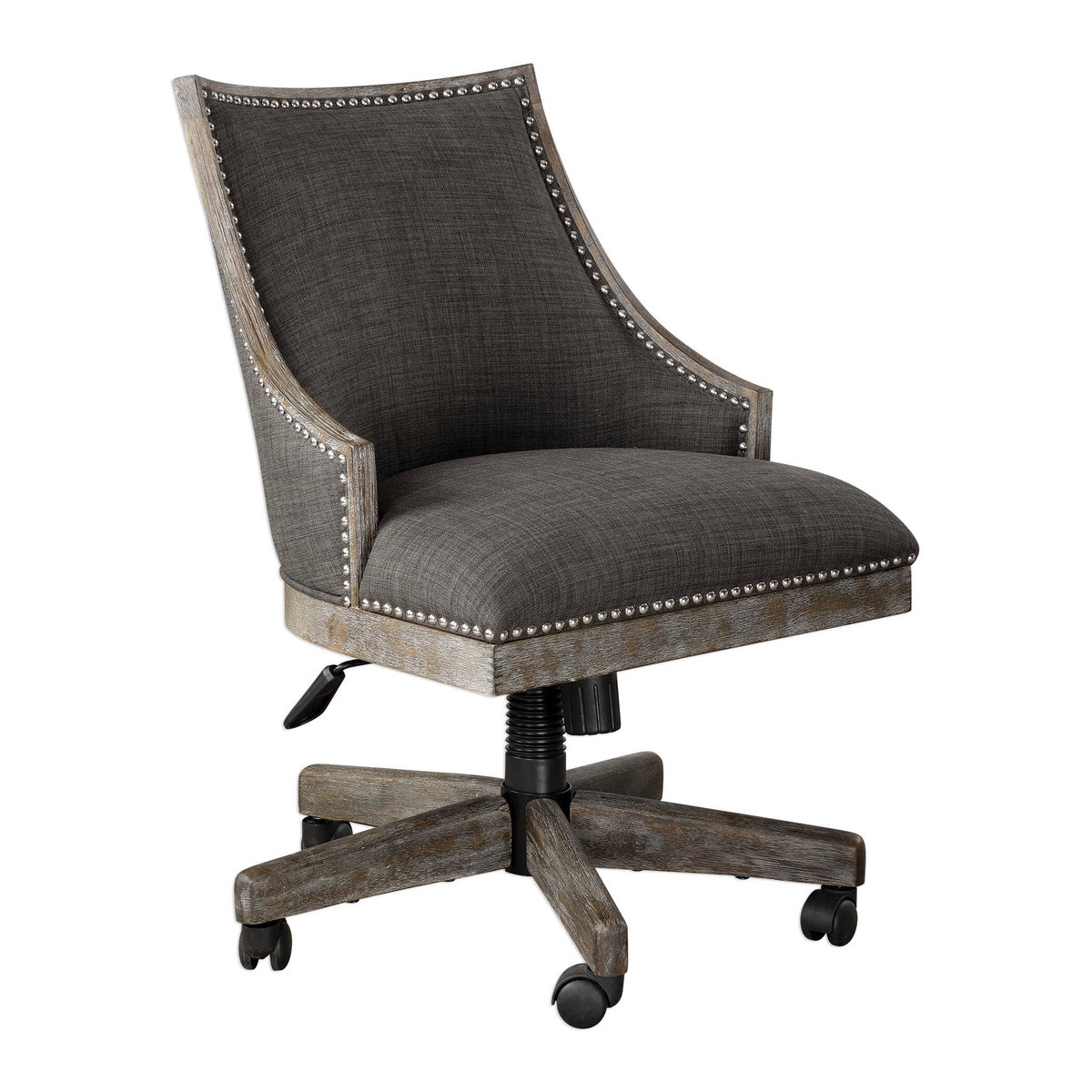 Aidrian Charcoal Desk Chair, Accent Chair by Uttermost, 22.5" width x 39" height x 25" depth View 4