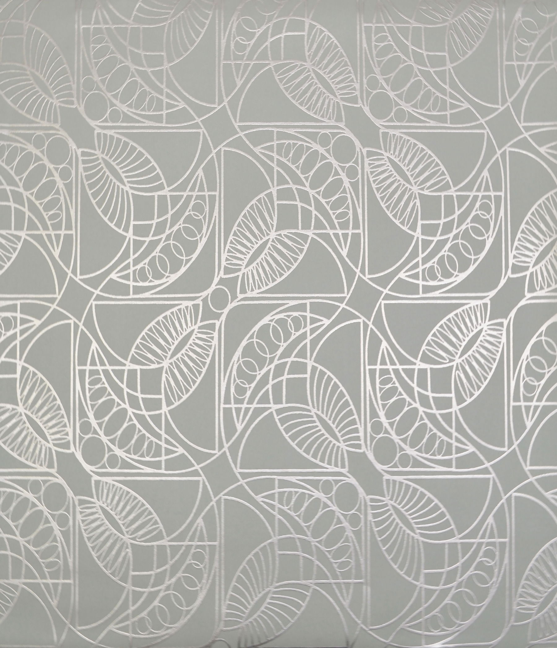 Cartouche Blue & Silver Wallpaper, by York Wall, 32'9.6" length x 1'8.8" width x 0.02" depth