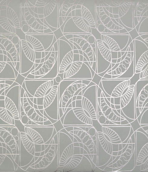 Cartouche Blue & Silver Wallpaper