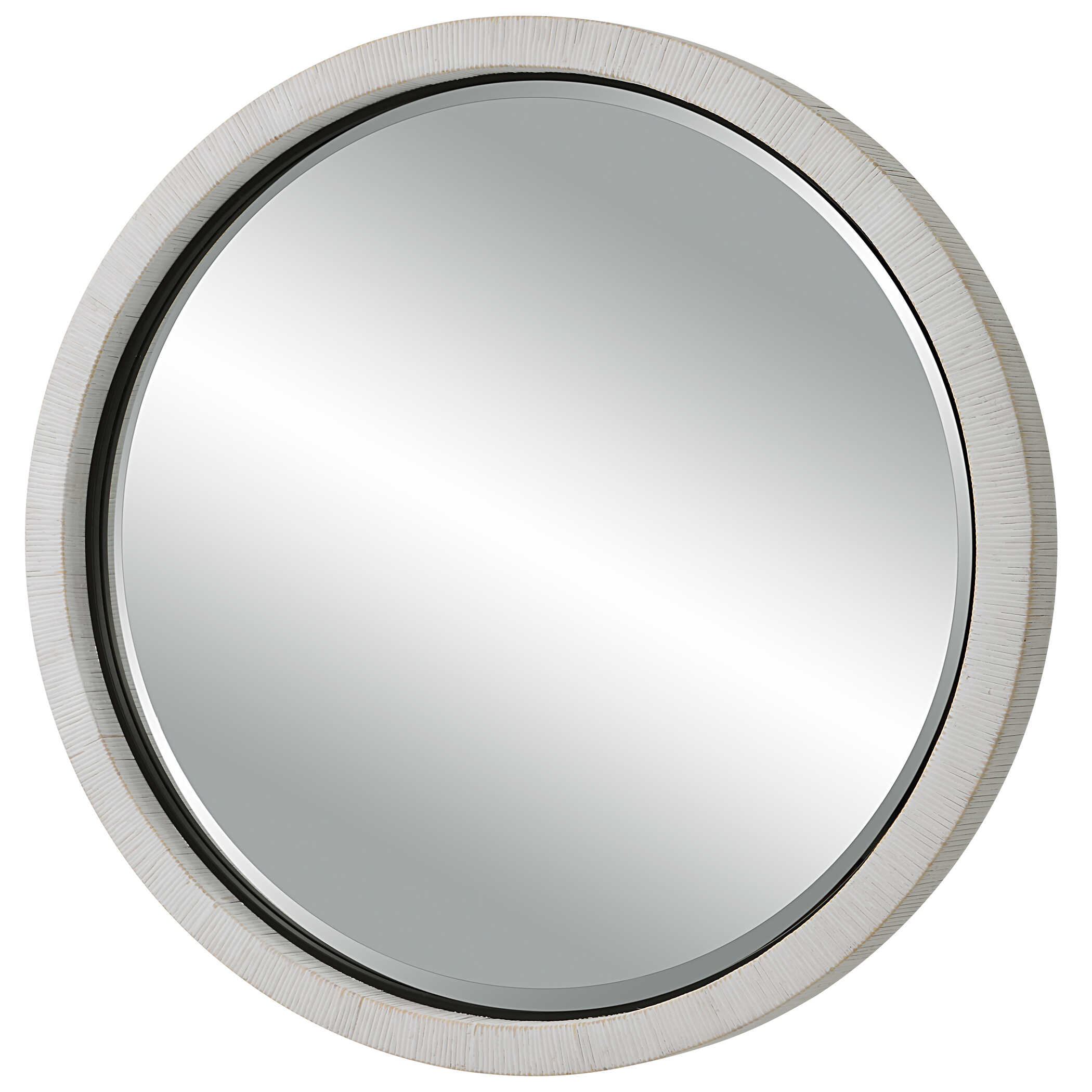 Granada Whitewash Round Mirror large image 