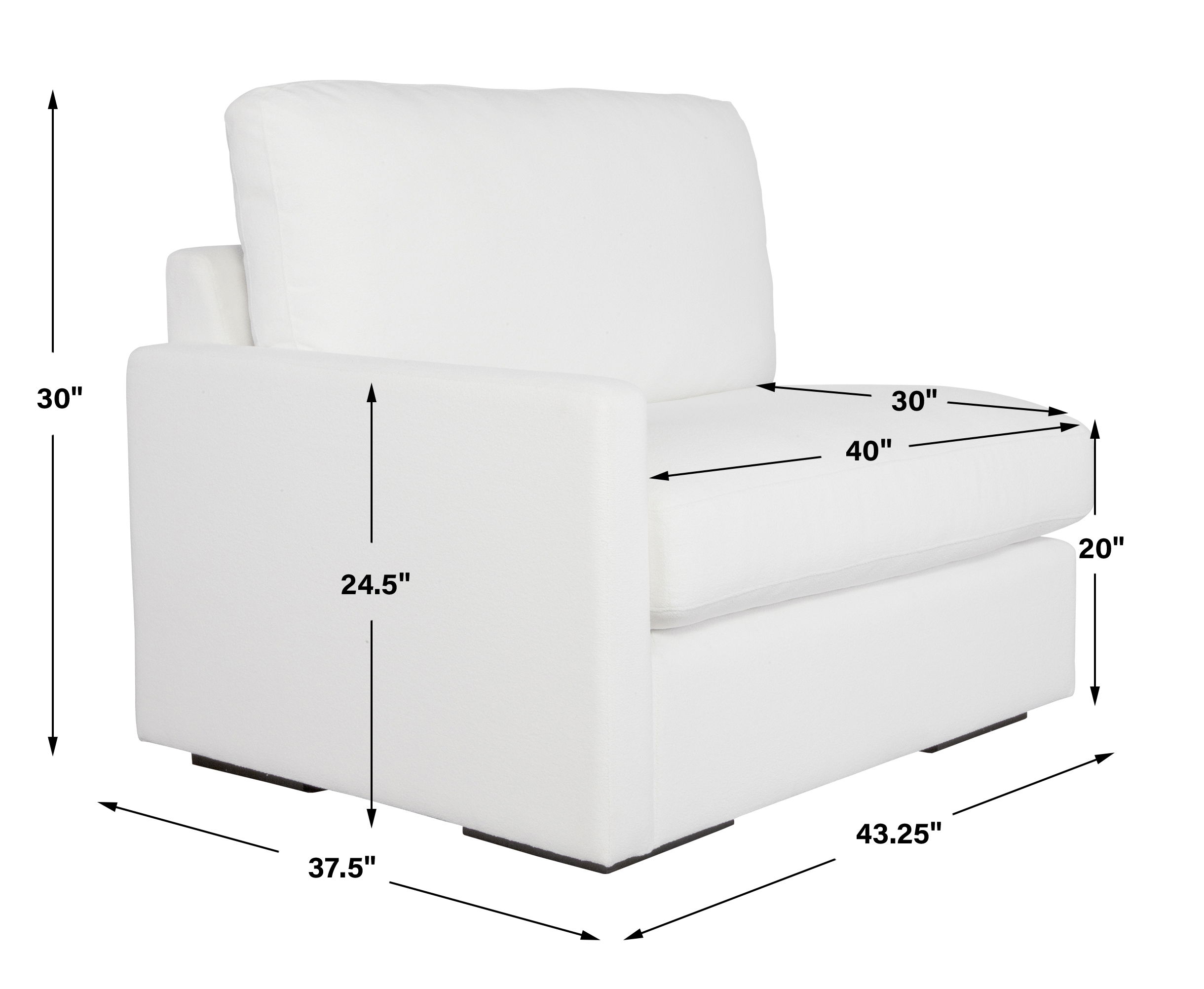 Refuge Arctic White Left Arm Facing Sofa, Furniture by Uttermost, 43.25" width x 30" height x 37.5" depth View 3