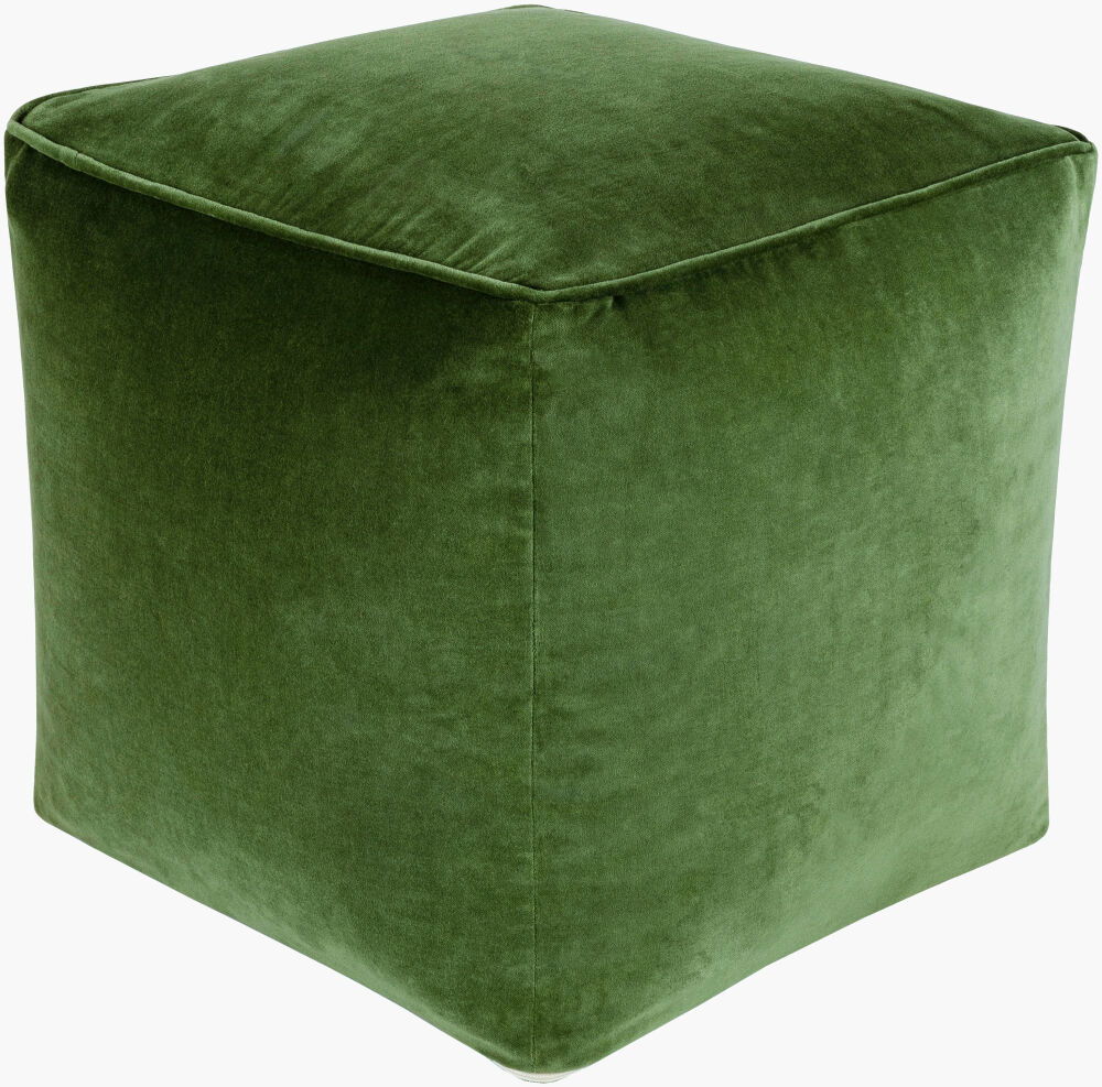 Cotton Velvet Pouf, Ottoman by Surya, 16" width x 16" height