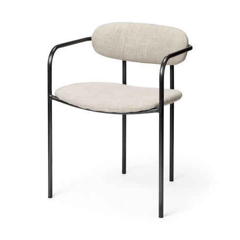 Parker I Beige Fabric Seat Gun Metal Gray Metal Frame Dining Chair