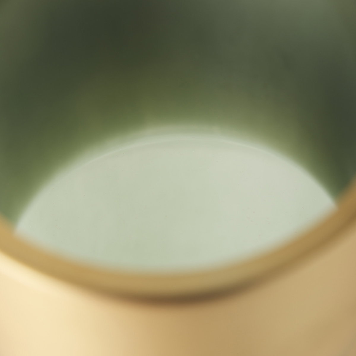 Minty   Green Glass Vase with Matte Gold Metal Neck Cuff, by Mercana, 5.67" length x 5.67" width x 16.8" height View 7