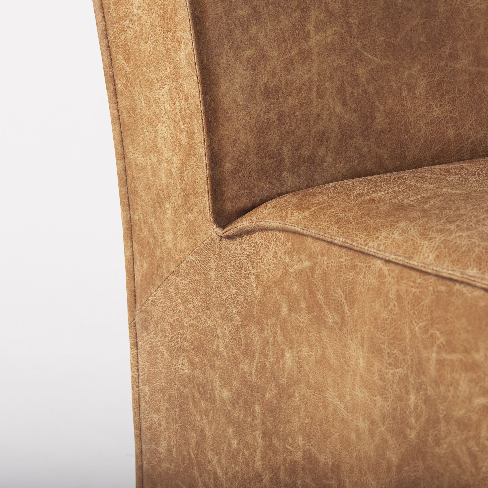 Damon 19.8L x 26.3W x 31.8H Cognac Brown Faux Leather Dining Chair large image 