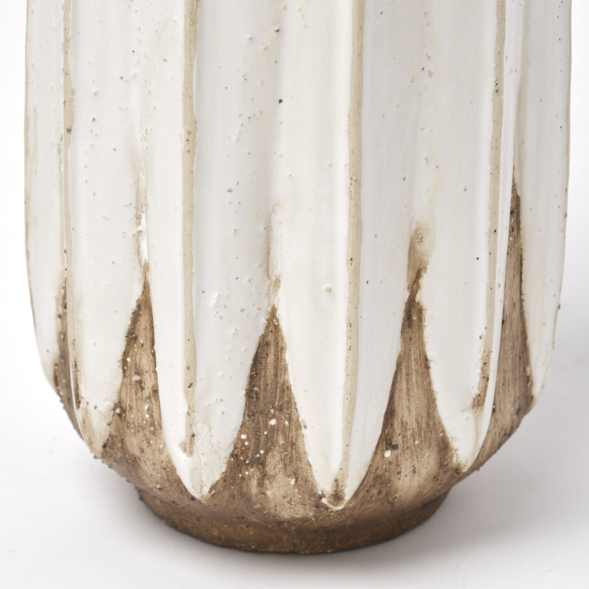 Sisko I Short Rustic Brown White Ceramic Vase large image 