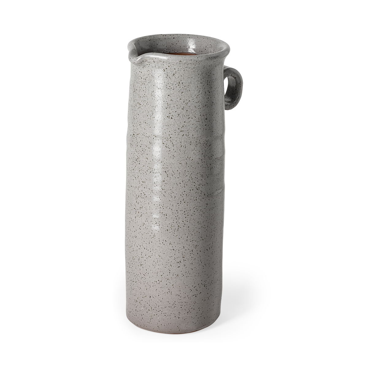 Frieda Large Freckled Gray Ceramic Jug, Decorative Jar by Mercana, 6.1" length x 4.53" width x 12.2" height View 1