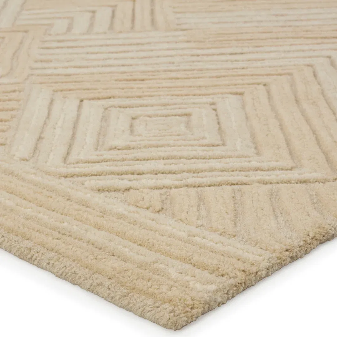 Handmade Tufted Wool Area Rug in Beige large image 