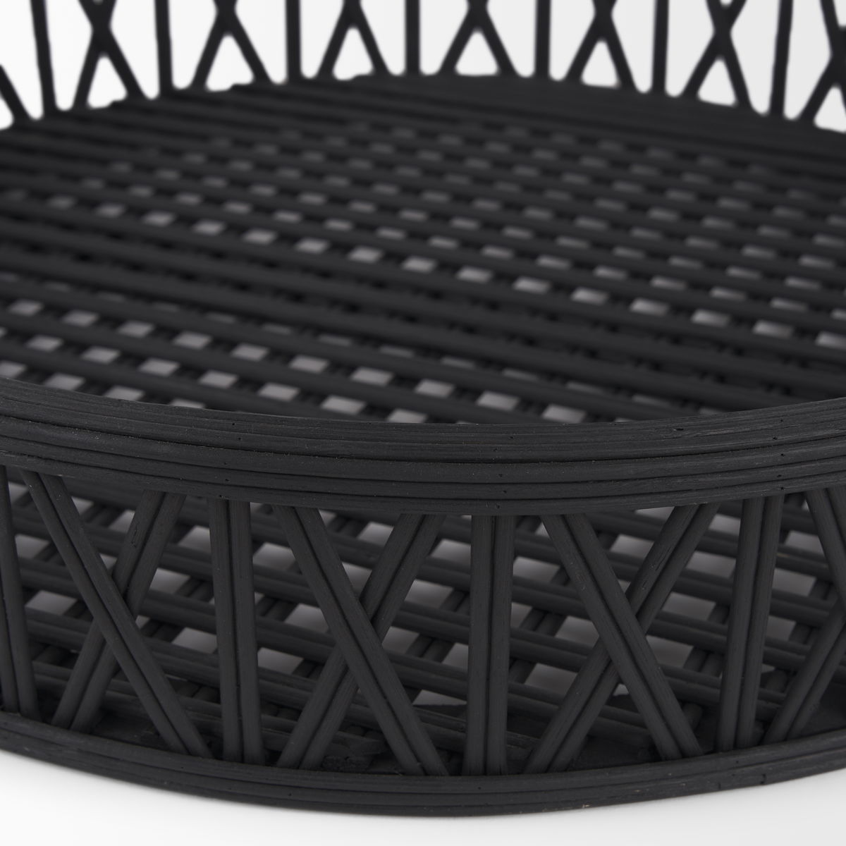 Thea Matte Black Wicker Trays (Set of 2), Decorative Tray by Mercana, 20.47" length x 20.47" width x 3.94" height View 8