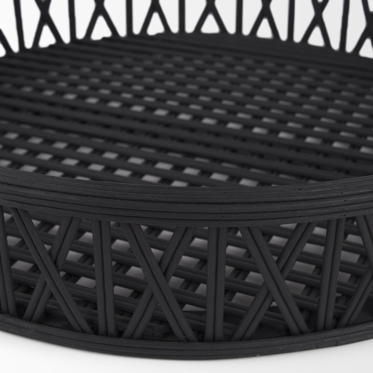 Thea Matte Black Wicker Trays (Set of 2), Decorative Tray by Mercana, 20.47" length x 20.47" width x 3.94" height View 8