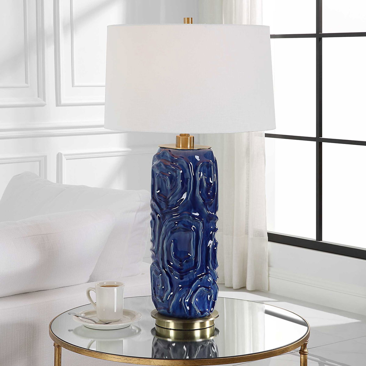 Zade Blue Table Lamp, by Uttermost, 18" width x 33" height x 18" depth View 2