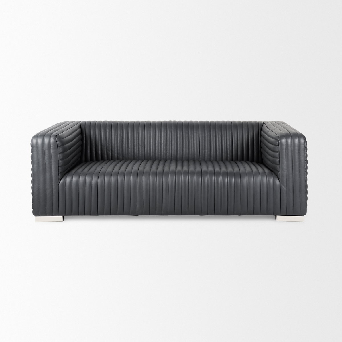 Ricciardo 82.5W Black Leather Wrapped Three Seater Sofa, Sofas & Sectional by Mercana, 82.5" length x 38.5" width x 26.5" height View 4