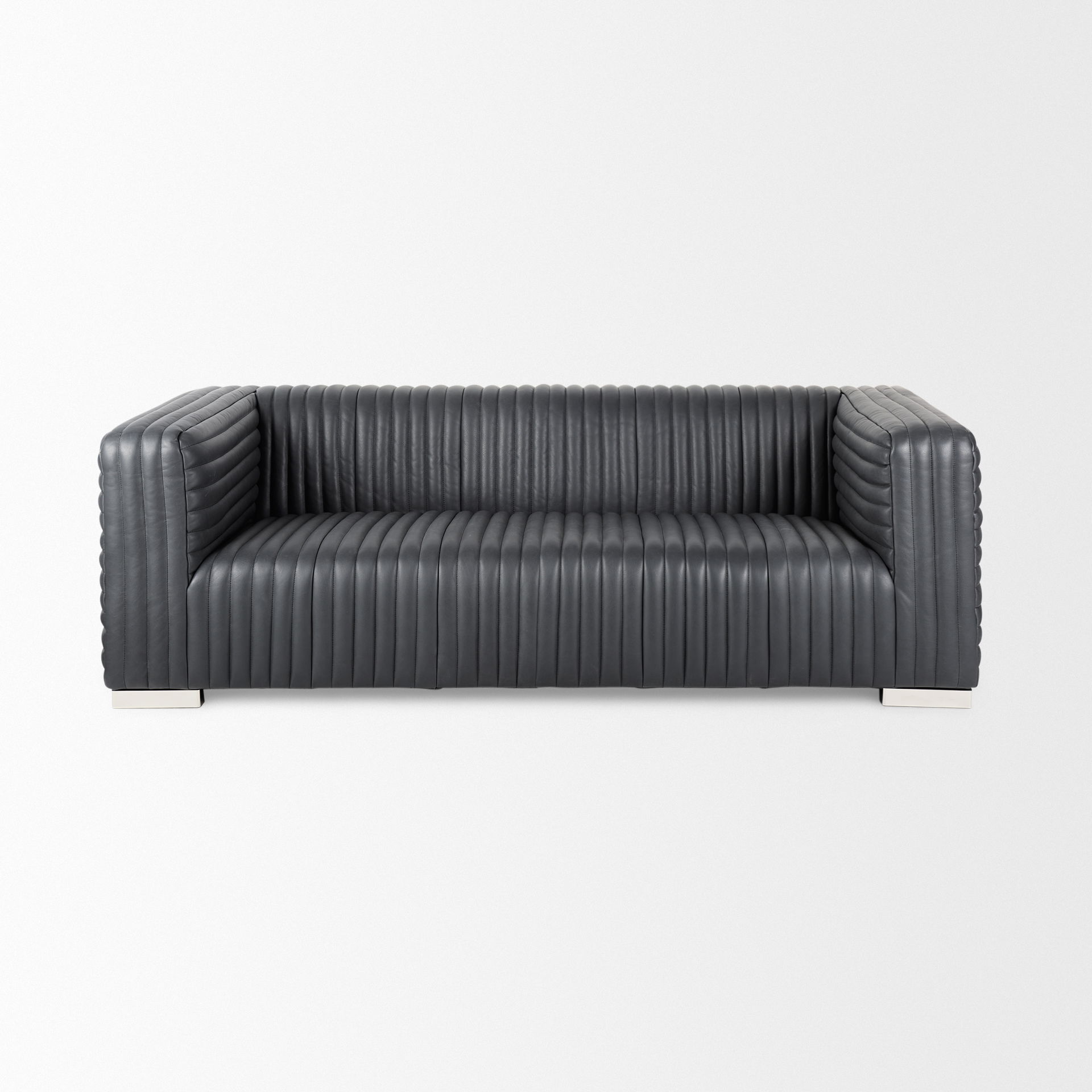 Ricciardo Black Leather Wrapped Three Seater Sofa, Sofas & Sectional by Mercana, 82.5" length x 38.5" width x 26.5" height View 4