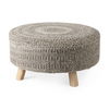 Bina  Dark Gray 4 Legged Wool Stool, Ottoman by Mercana, 30" length x 30" width x 15" height thumbnail 1