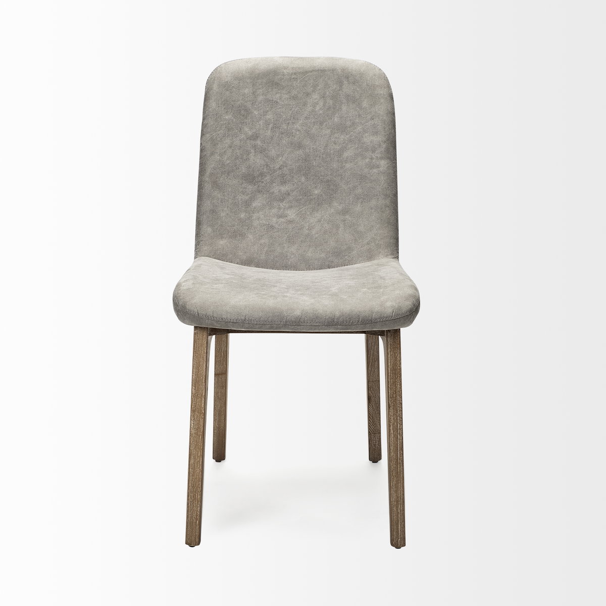 David Solid Back Dining Side Chair | Grey Fabric with Medium Brown Wood, Dining Chair by Mercana, 18.5" length x 26" width x 34.5" height View 4