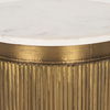Satima White Marble with Gold Metal Round Fluted Accent Table thumbnail 5