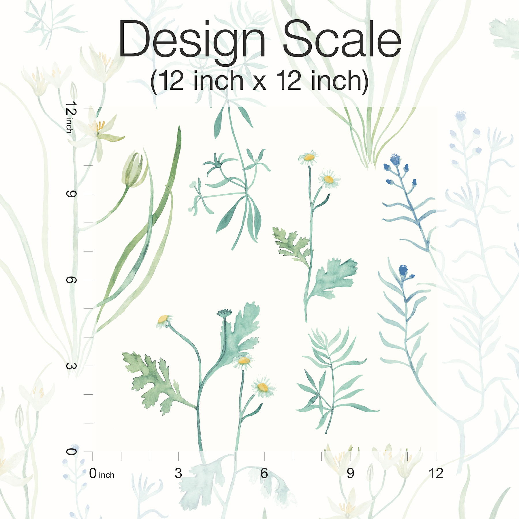 Alpine Botanical Blue Peel & Stick Wallpaper large image 