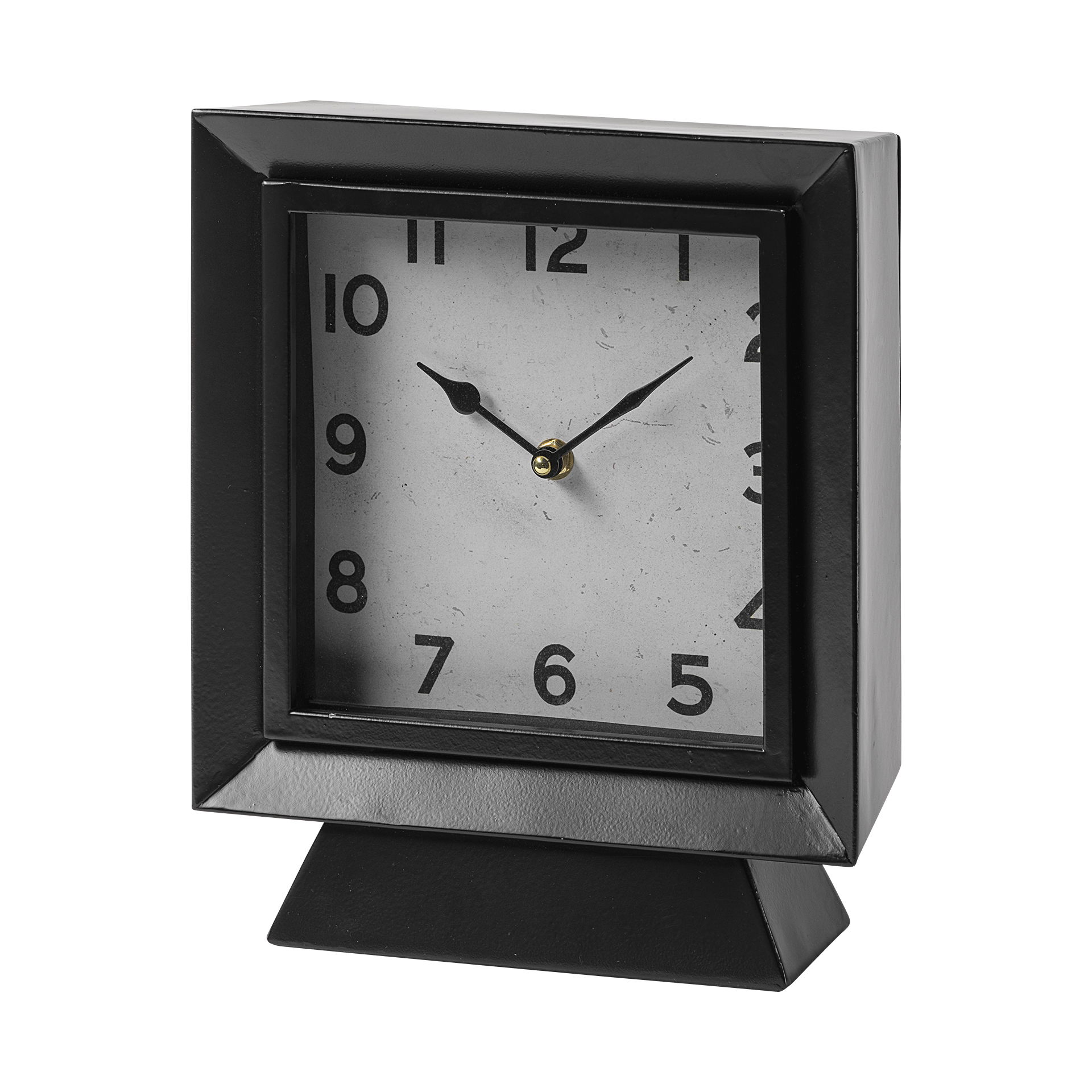 Ralph I Black Metal Square Table Clock, by Mercana, 9.25" length x 4.25" width x 10.75" height View 1