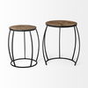 Clapp IV (Set of 2) 20L x 20W Brown Round Wood Top with Black Iron Frame Nesting Accent Tables thumbnail 7