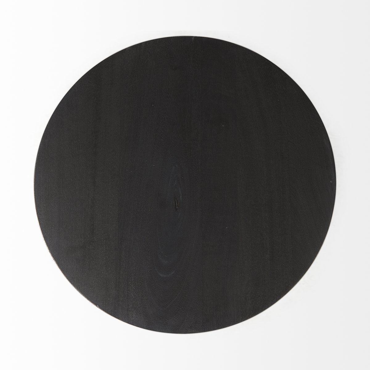 Maxwell 20' Round Dark Brown Wood with Black Metal Pedestal Side Table, Side & End Table by Mercana, 20" length x 20" width x 24" height View 8