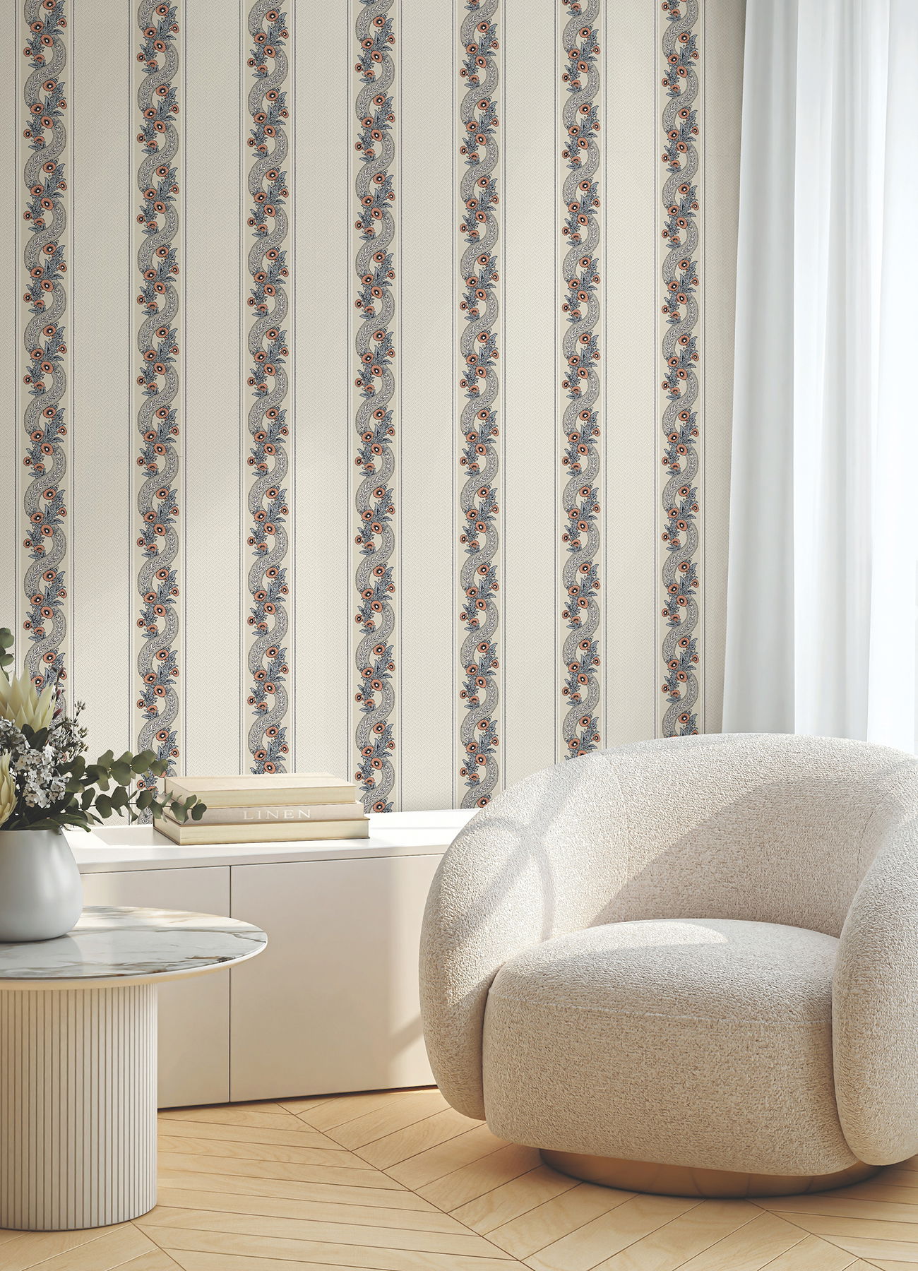 Abbey's Garland Coral Wallpaper large image 